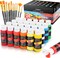 Iridescent Acrylic Paint Set with 12 Brushes, 24 Colors (59ml, 2oz), for Artists, Kids, Beginners